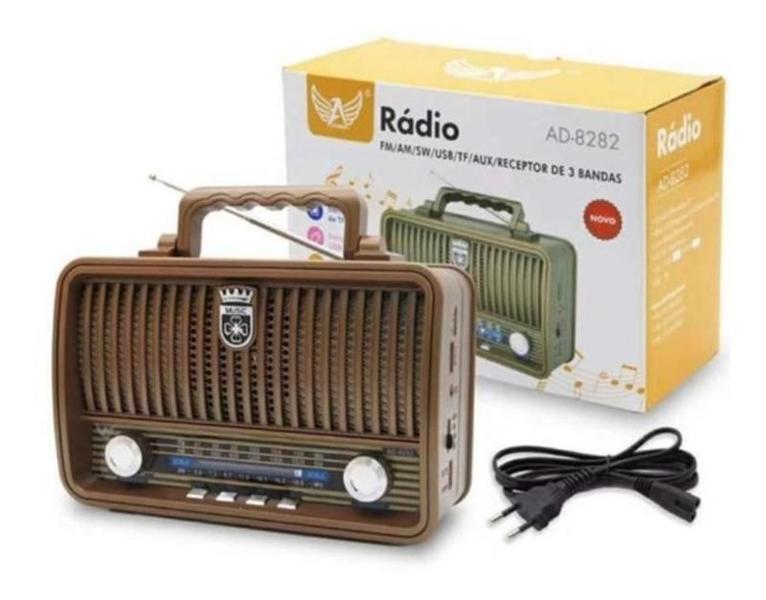 Imagem de Rádio Am Fm Bluetooth Usb Retro Vintage Altomex Ad8282