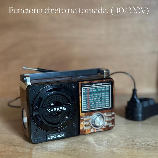 Imagem de Radio AM FM Bluetooth USB Retro Vintage Recarregavel com Lanterna