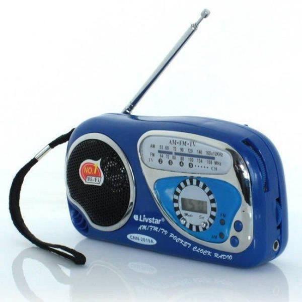 Imagem de Rádio Am/Fm Portátil Com Relógio Digital Pgx-2019 - Azul