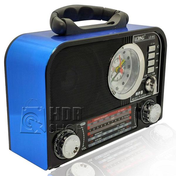 Imagem de Rádio AM/FM/SW Recarregável Com Bluetooth, Despertador, Pendrive e C. de Memória - Lelong