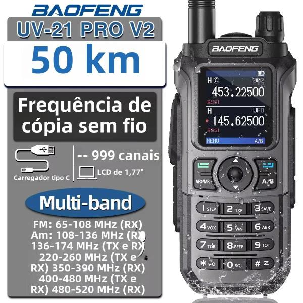 Imagem de Rádio Amador Baofeng UV-21 Pro V2 - Multibanda, À Prova D'Água e Longo Alcance