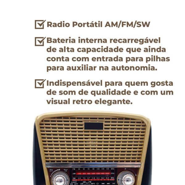 Imagem de Rádio Anos 70 Vintagê Ec008bt, Bluetooth, Sd, Pilha e Lanterna