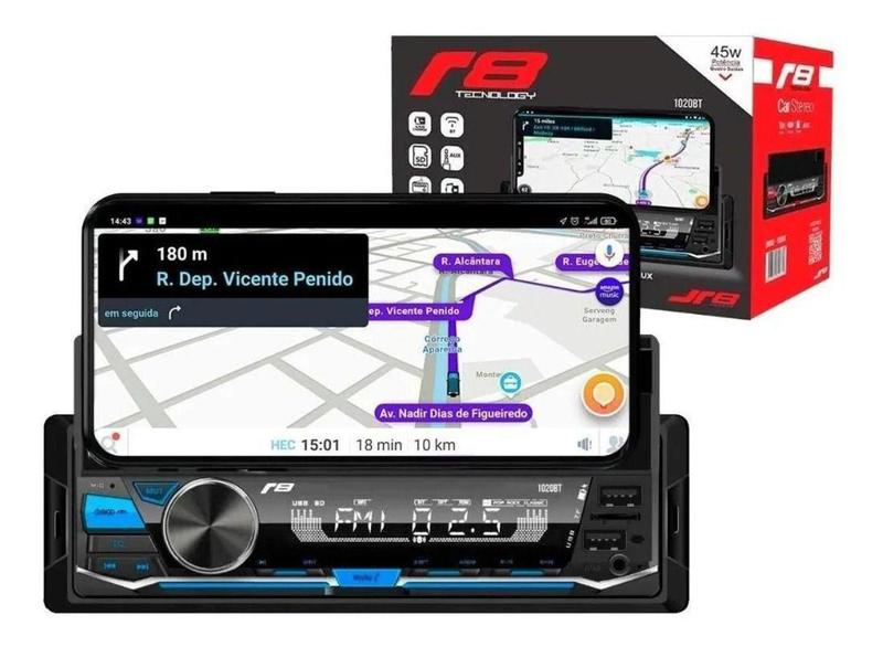 Imagem de Radio Auto Radio R8 1020bt Suporte Celular Usb Sd Bluetooth - Jr8