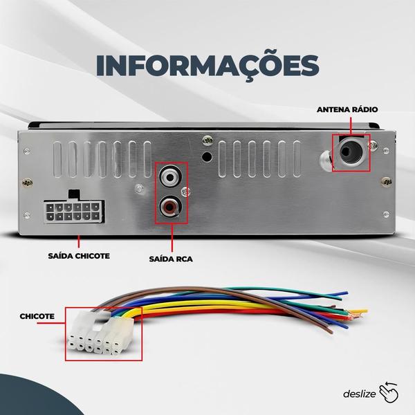 Imagem de Rádio Automotivo  Aparelho de Som para Carro Bluetooth Pendrive Sd Rádio Carplay