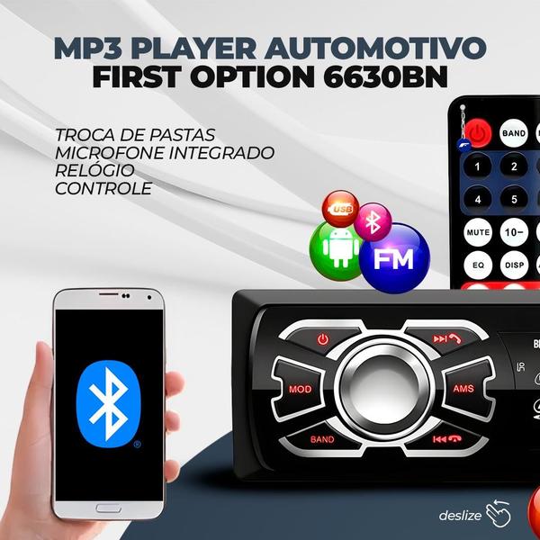 Imagem de Rádio Automotivo  Aparelho de Som para Carro Bluetooth Pendrive Sd Rádio Carplay