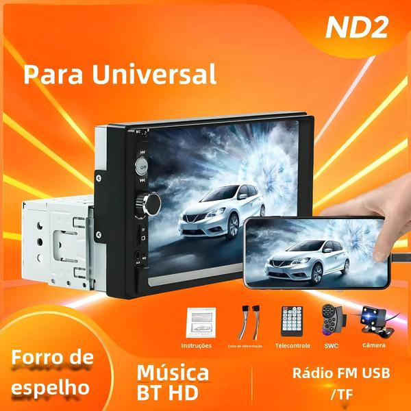 Imagem de Rádio Automotivo Multimídia Navifly ND2 - Tela de Toque HD de 7 Polegadas - 1 DIN