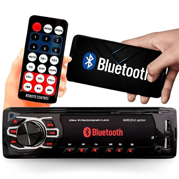 Imagem de Radio Automotivo Sem Toca Cd Mp3 Player Bluetooth 2 Usb Carrega Celular