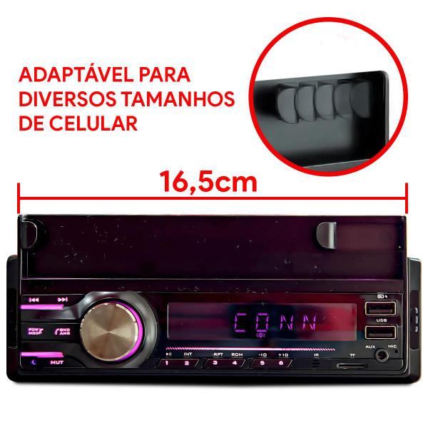 Imagem de Radio Carro Som Mp3 Com Suporte P/ Celular 2 Usb Bluetooth