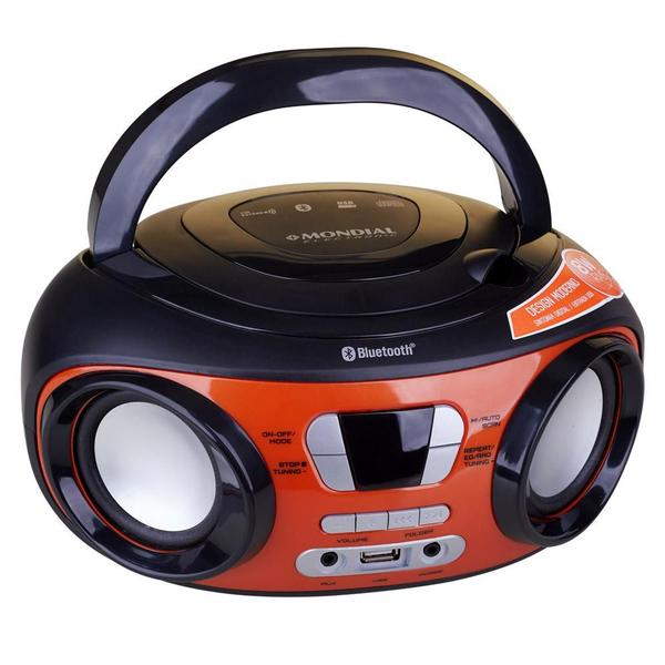 Imagem de Rádio com CD, FM, Potência 8WRMS, Bluetooth, Entradas USB e Auxiliar Mondial Up BX-18 Preto/Laranja