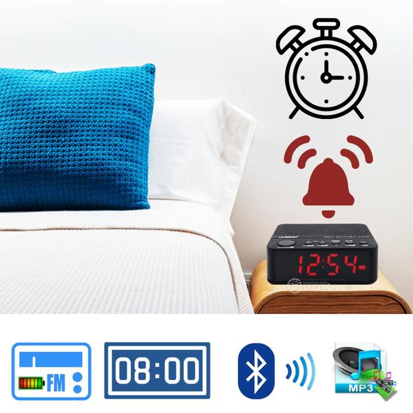 Imagem de Rádio Com Relógio Alarme Despertador Digital Fm Bluetooth Bivolt De Mesa Bivolt LE674