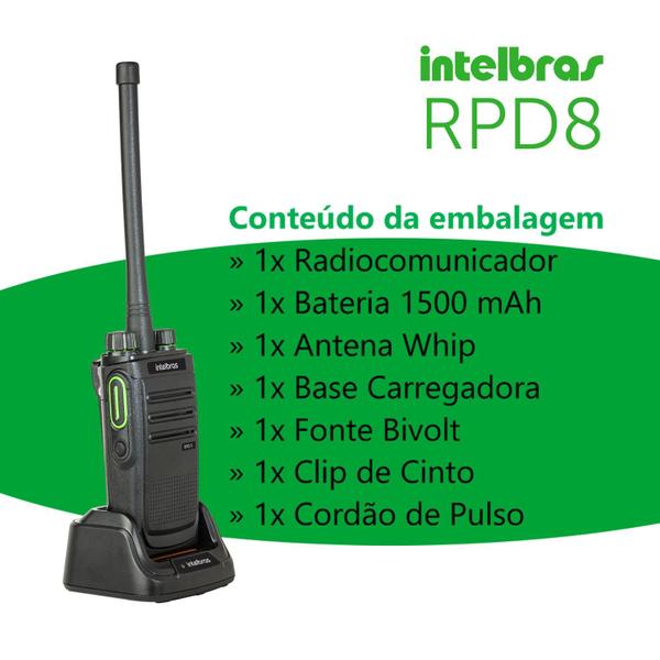 Imagem de Radio Comunicador Intelbras Ht Rpd8 Bd506 Uhf Longo alcance compatível Motorola EP450 DEP450 ideal p/ eventos condominio shopping indústria armazém