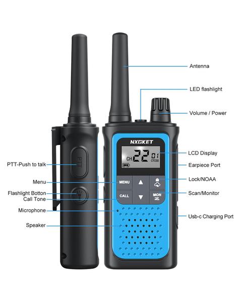 Imagem de Rádio de 2 vias Walkie Talkies NXGKET de longo alcance, pacote com 6 unidades de 1800mAh