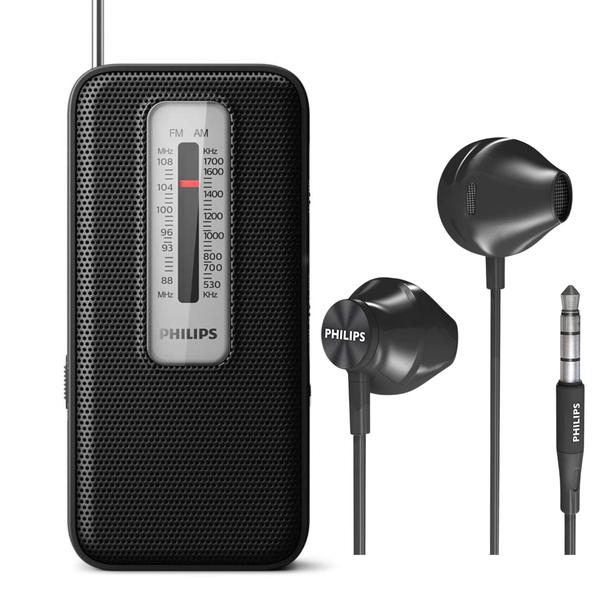 Imagem de Rádio de bolso PHILIPS AM/FM operado por bateria com fones de ouvido