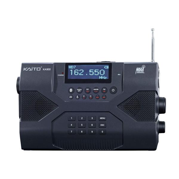 Imagem de Rádio de emergência Kaito Voyager Max KA900 Digital Solar Dynamo Crank Wind Up AM/FM/SW e receptor de rádio estéreo meteorológico NOAA com Bluetooth, alerta em tempo real, reprodutor de MP3, gravador e carregador de telefone, preto