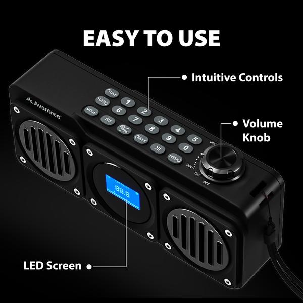 Imagem de Rádio FM digital portátil com alto-falante Bluetooth Avantree Boombyte