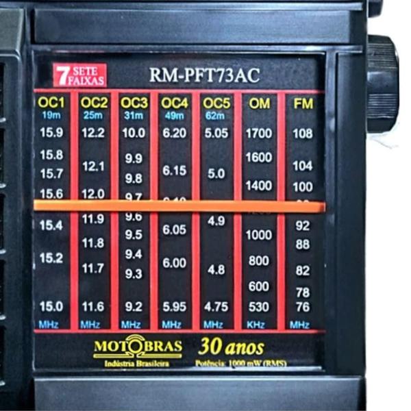 Imagem de Rádio Motobrás RM-PFT73AC 7 Faixas FM