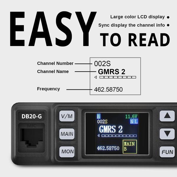 Imagem de Rádio móvel GMRS Radioddity DB20-G 20W 500 canais