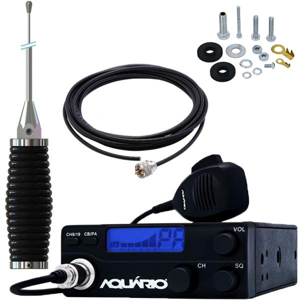 Imagem de Rádio Móvel Px 40 Canais Antena Maria Mole Inox 2,70m Cabo 5,5m Parafusos Anti-Furto