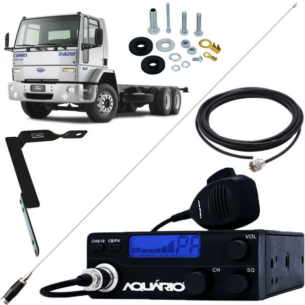 Imagem de Rádio Móvel Px 40 Canais RP-40 Antena Mini Maria Mole Inox 1,40 metros Cabo 5,5 metros Suporte Dianteiro Motorista Ford Cargo Parafusos Anti-Furto