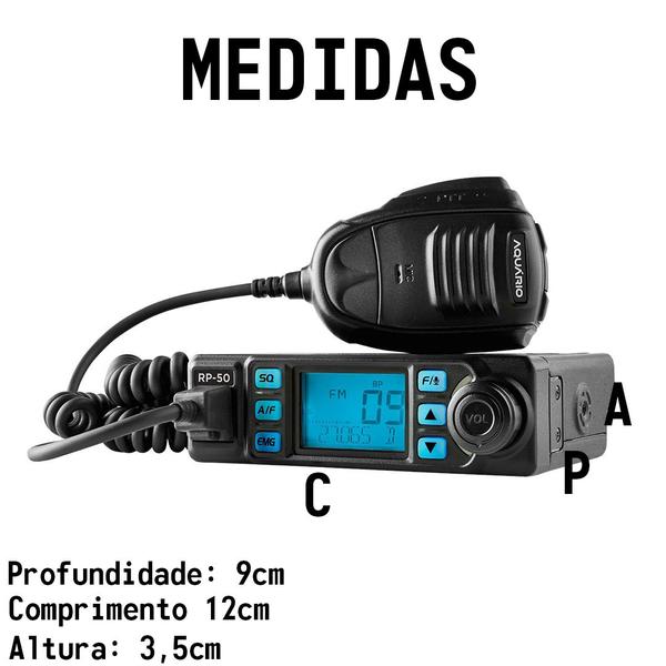 Imagem de Rádio Móvel Px 80 Canais RP-50 Antena Inox 1,40 metros Cabo Coaxial 5,5m Suporte Lado Carona  MB Mercedinho 709 710