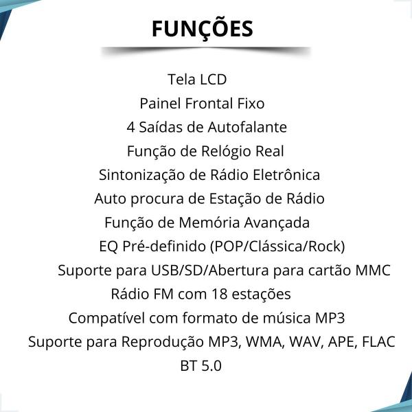 Imagem de Rádio MP3 Automotivo Bluetooth 7 Cores Ecosport 2010 2011 2012 2013 2014 2015 2016 2017 até 2021