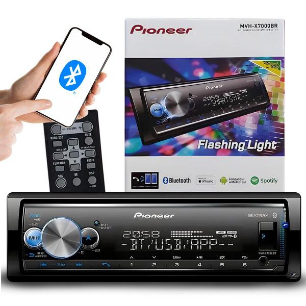 Imagem de Radio Mp3 Player Pioneer Som Automotivo Bluetooth Usb Mvh-x7000br Bluetooth Usb Sem Toca CD 3 Saídas