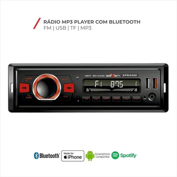 Imagem de Radio Mp3 Som Automotivo 4x50w Bluetooth Usb 2usb Sd Aux - SEVEN PARTS