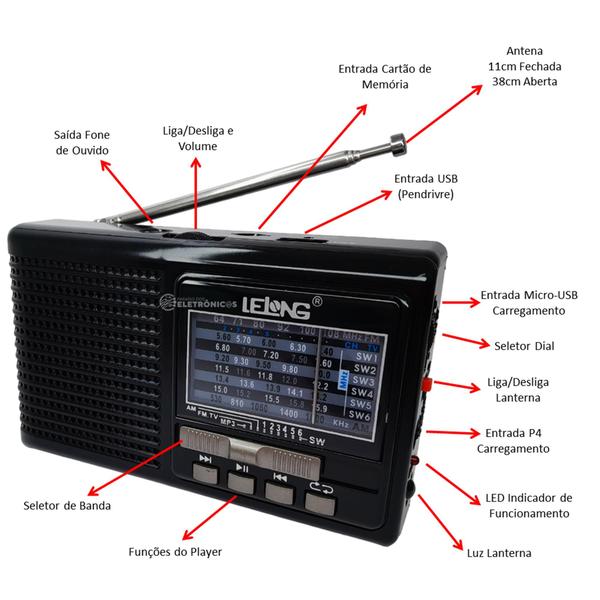 Imagem de Rádio Multifaixas Com Lanterna e MP3 Entretenimento Completo LE676 