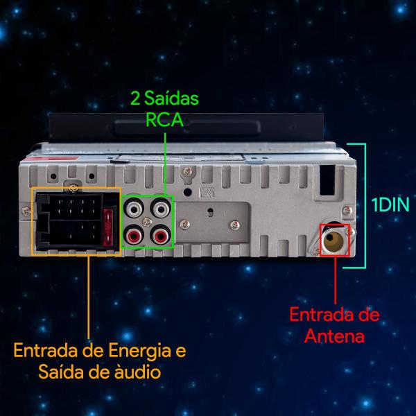 Imagem de Radio Para Carro Mp3 Com 2 Usb Bluetooth Fm Suporte Celular