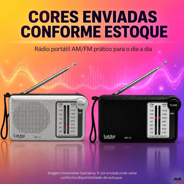 Rádio Portátil AM FM de Bolso Lucky MK13 Analógico com Antena