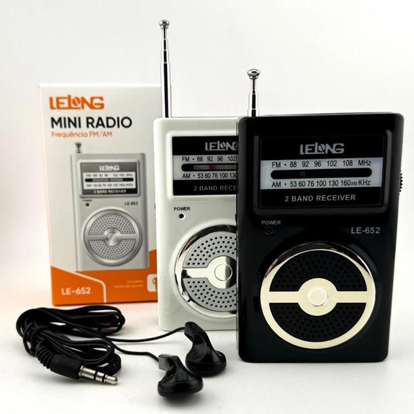 Imagem de Rádio Portátil Am/fm Le-652 Lelong Mini Pilha Fone De Ouvido