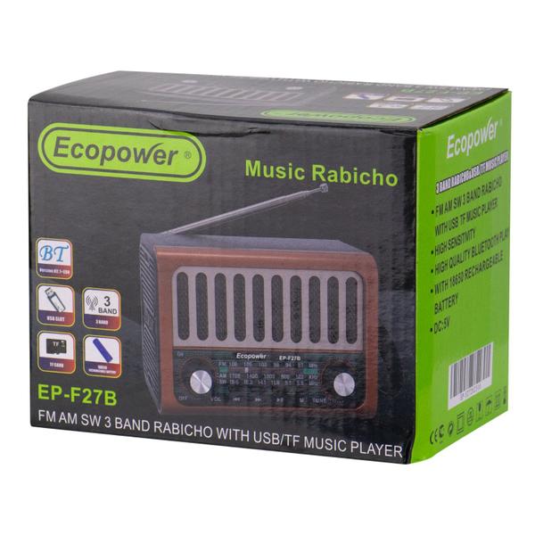 Imagem de Radio Portatil Ecopower EP-F27B - AM/FM/SW - USB/SD - Bluetooth - Preto