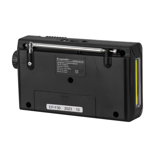 Imagem de Radio Portatil Ecopower EP-F30 - AM/FM/SW - Aux - Recarregavel - Preto