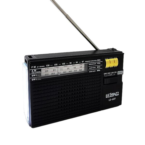 Imagem de Rádio Portátil Retro Banda AM FM SW Com Lanterna Lateral Recarregável LE607