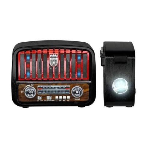 Imagem de Rádio Portátil Retrô com Lanterna LED Display Luminoso FM AM SW USB Recarregável Bivolt