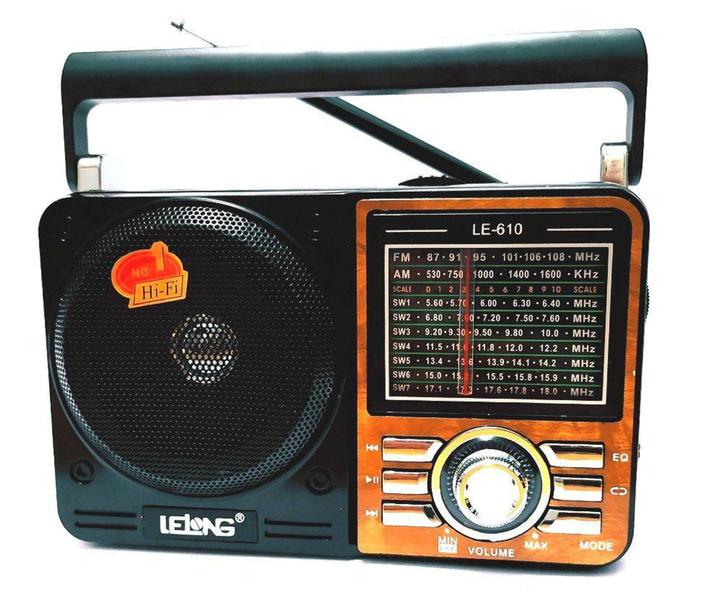 Imagem de Rádio Portátil Retro Usb Sd Peandrive Am/Fm/Sw Lelong Le-610 Bivolt