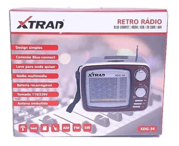 Imagem de Radio Portatil Retro Vintage Antigo Am-fm Bt Xdg-34