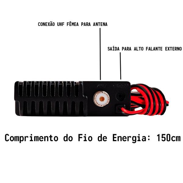 Imagem de Rádio Px 80 Canais Homologado Anatel Antena Bobina Central 67cm Cabo Coaxial 5,5 metros Suporte Bi-Articulado Tubular