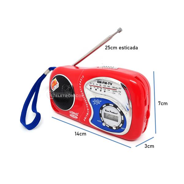 Imagem de Rádio Relógio Analógico Leve Compacto Am Fm Jogo Musica Com Alça Transporte LE603