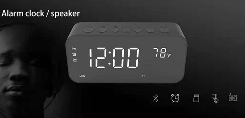 Imagem de Rádio Relógio Despertador Temperatura Bluetooth Recarregavel Com Caixa De Som