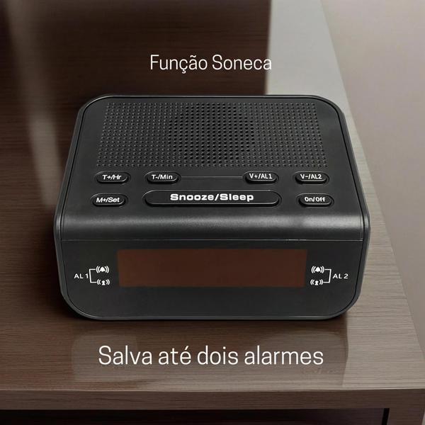 Imagem de Rádio Relógio Digital Despertador Rádio Am Fm Alarme Duplo Bivolt 110V 220V S006