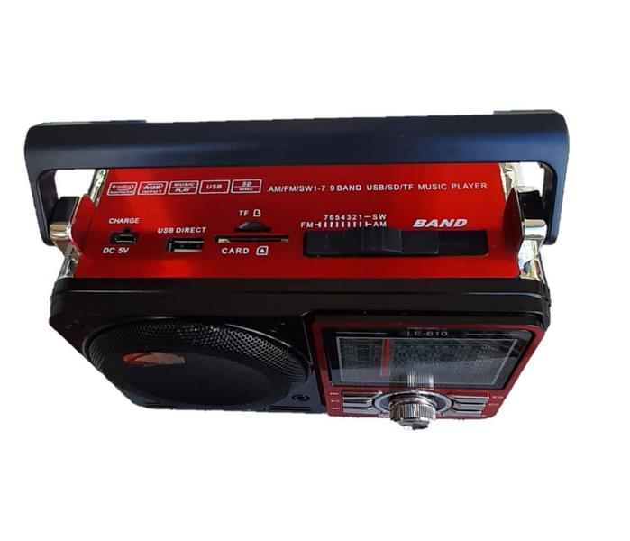 Imagem de Radio retro antigo am fm sw usb sd tf lanterna bluetooth le long le-610 vermelho