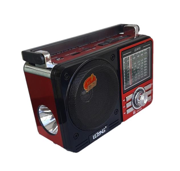 Imagem de Radio retro antigo am fm sw usb sd tf lanterna bluetooth le long le-610 vermelho