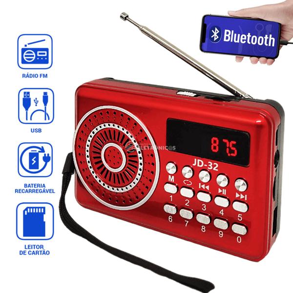 Imagem de Rádio Retro Banda Fm Bluetooth Saída P2 Mp3 Entradas Usb/micro Sd JD32