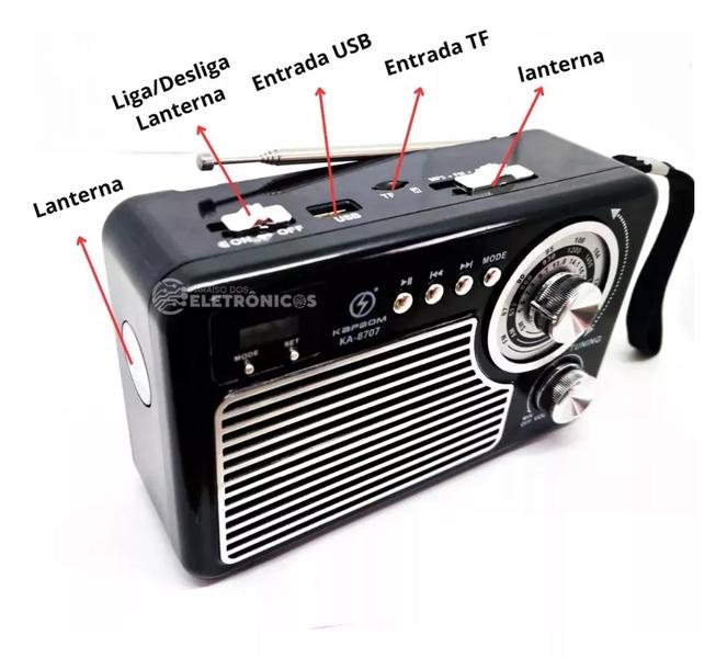 Imagem de Rádio Retro Bluetooth Recarregável Am/fm/usb Potente KA8707