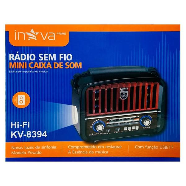 Imagem de Rádio Retrô Bluetooth Recarregável Com Lanterna Inova KV-8394