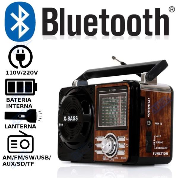 Imagem de Radio Retro Com Bluetooth Fm Am Mp3 Alta Sensibilidade Recarregável USB Cartão Sd - ATURN SHOP