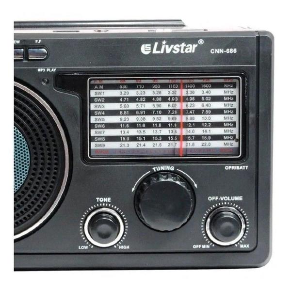 Imagem de Rádio Retrô Livstar Cnn-686Ru 11 Faixas Am/Fm 3W