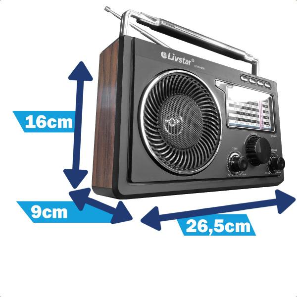 Imagem de Rádio Retrô Recarregável Analógico Bluetooth Bivolt AM/FM CNN-686