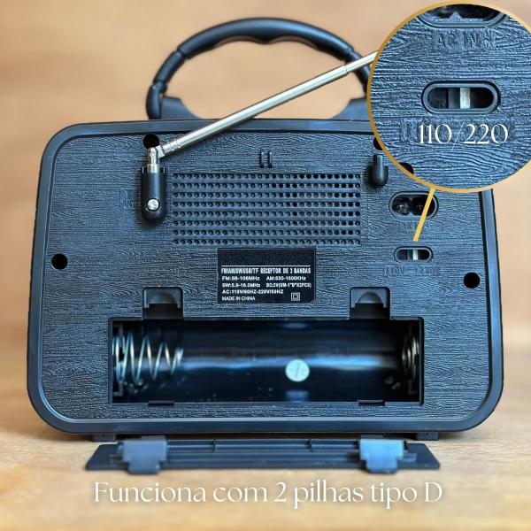 Imagem de Radio Retro Vintage A Pilha E Tomada Am Fm Bluetooth Mp3 Usb